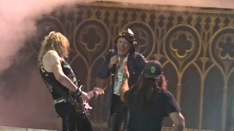 Bruce Dickinson Iron Maiden fan onstage screen 