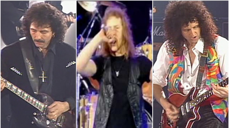Metallica James Hetfield Queen Black Sabbath Toni Iommi split image 
