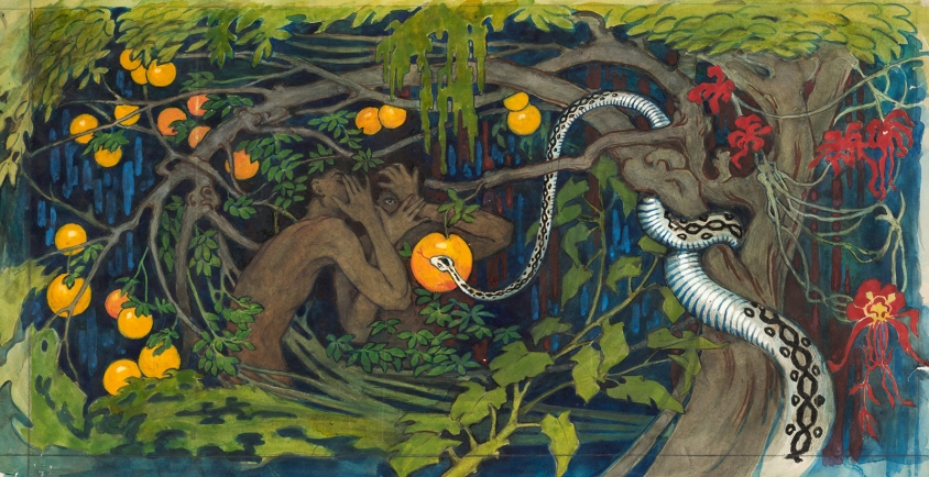 Tyra Kleen, Forbidden fruit, 1915, watercolor, 40 x 70 cm, Studio Lindblad